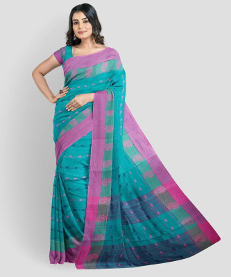 BD Taant Saree Self Design Tant Pure Cotton Saree(Blue)