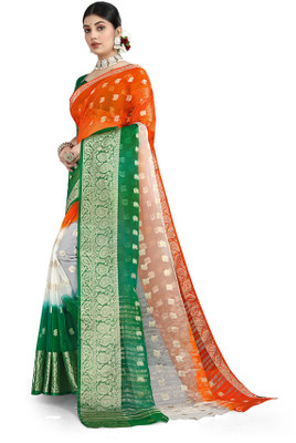 Aarunika Manan Solid/Plain Bollywood Organza Saree(Multicolor)