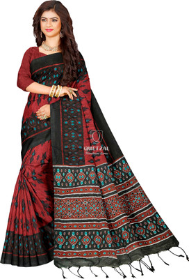 Quetzal Printed, Self Design Sambalpuri Pure Cotton Saree(Red)