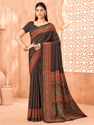 Tasrika Printed Chinnalapattu Crepe Saree(Brown)