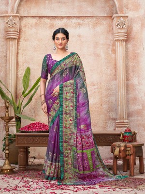 KONICA FAB Printed Bollywood Georgette Saree(Light Green)