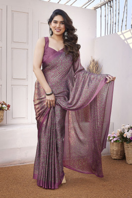 MIRCHI FASHION Printed, Floral Print Daily Wear Chiffon, Georgette Saree(Pink, Grey)