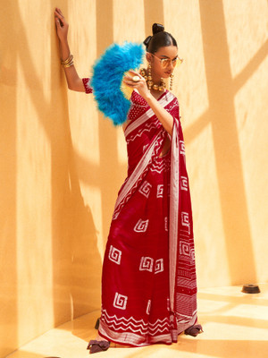 Tasrika Printed Daily Wear Georgette Saree(Red)