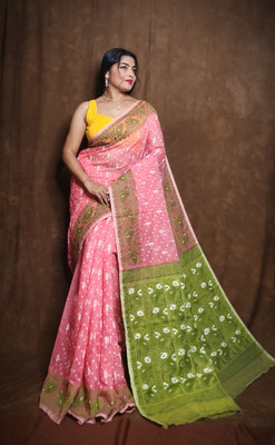 SLAGHA Self Design Jamdani Cotton Blend Saree(Multicolor)