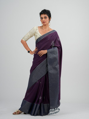 Suta Woven Handloom Pure Cotton Saree(Purple)