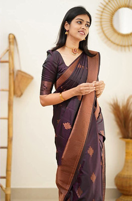 shivdarshan creation Self Design Bollywood Jacquard Saree(Purple)