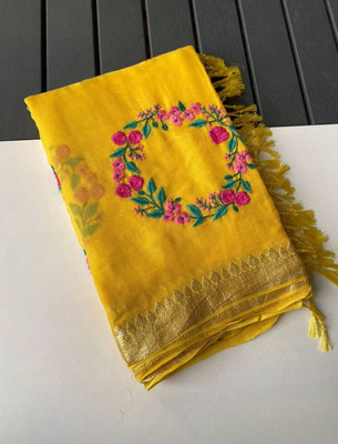 Banaras silk palace Woven Banarasi Chiffon Saree(Yellow)