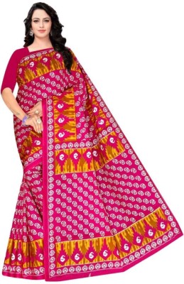 KFH Printed Bollywood Cotton Blend, Pure Cotton Saree(Multicolor, Pink, Orange)