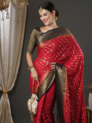 Divastri Woven Kanjivaram Georgette Saree(Pink)