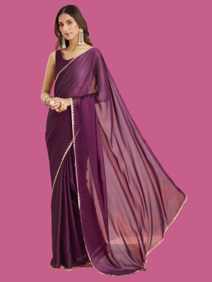Croza Self Design Chanderi Chanderi Saree(Purple)