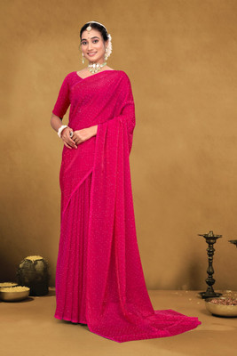 Apnisha Embellished Bollywood Satin Saree(Pink)