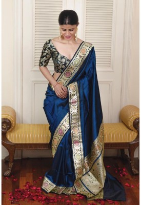 Bittu Fashion Woven Banarasi Jacquard Saree(Light Blue)