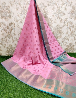 Tahira creation Woven, Self Design Banarasi Cotton Linen Saree(Pink)