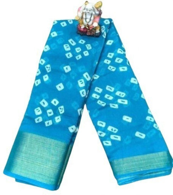 Saadhvi Printed Bollywood Cotton Linen Saree(Light Blue)
