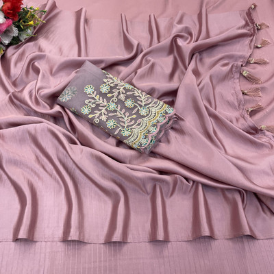 Ethina Fashion Dyed Bollywood Satin Saree(Maroon)