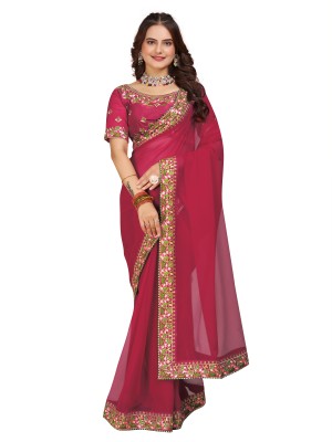 DRIZOMIZ Self Design Bollywood Georgette Saree(Pink)