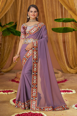 Shilpa Fashion Self Design Bollywood Georgette Saree(Magenta)