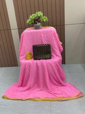 HouseOfCommon Embellished Bollywood Polyester Saree(Pink)