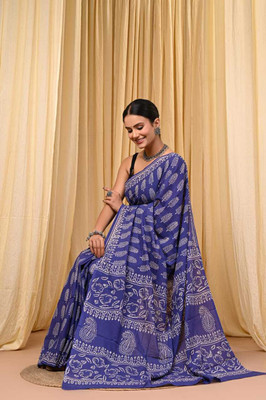 CRAFTWELL Self Design Handloom Pure Cotton Saree(Multicolor)