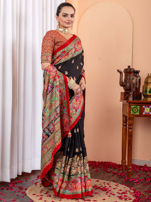 Tasrika Printed Daily Wear Silk Blend Saree(Black)