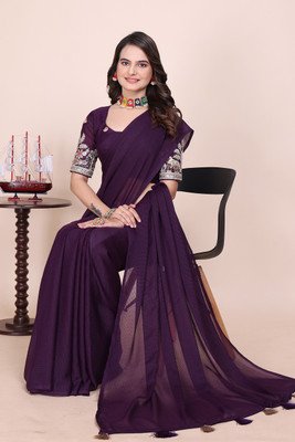 KONICA FAB Woven Bollywood Georgette Saree(Purple)