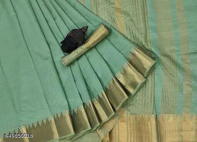 PRIYESHA TEXTILES Self Design Narayanpet Cotton Blend Saree(Green)