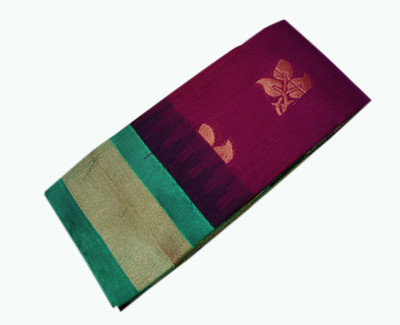 Uniqon Creations Self Design Gadwal Cotton Silk Saree(Maroon)