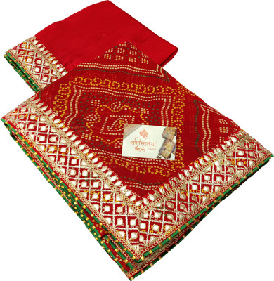 Ranisatiya Creation Printed Bandhani Georgette Saree(Red)
