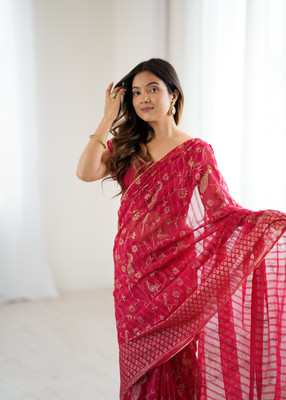 Meet Trendz Printed Bollywood Georgette Saree(Pink)