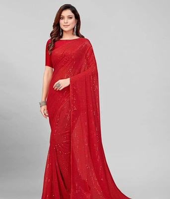 harlin Embroidered Bollywood Georgette Saree(Red)