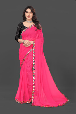 Manan Creation Embellished Bollywood Georgette, Chiffon Saree(Pink)