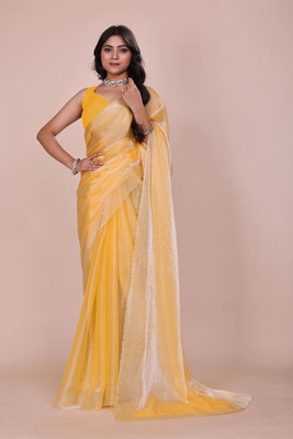 JS Clothing Mart Embellished Bollywood Jimmy choo Saree(Yellow)