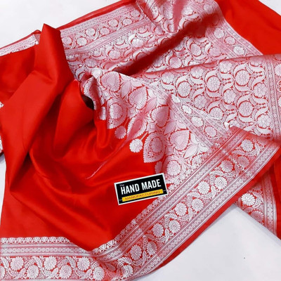 Destination Woven Banarasi Satin Saree(Red)