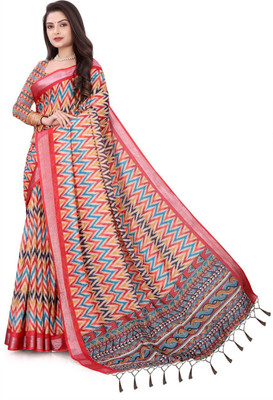ANVI PRINTS Digital Print Bollywood Linen Saree(Multicolor)