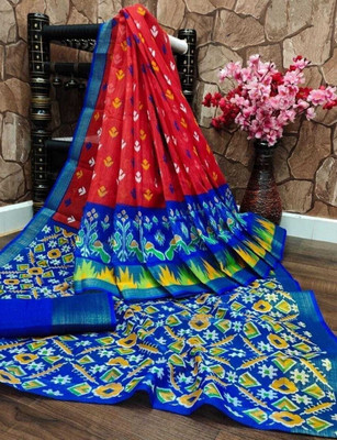 Moda Rapido Striped Banarasi Cotton Blend Saree(Multicolor)