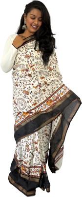 Ghan Sals Printed Bollywood Art Silk, Silk Blend Saree(Black)