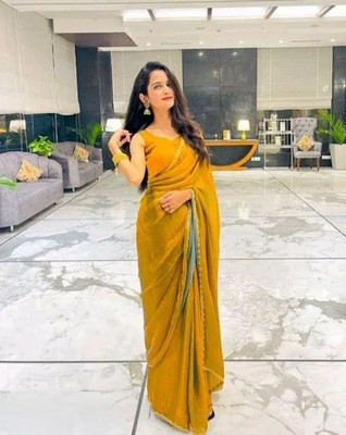 NIL MADHAV ART Embellished Bollywood Chiffon Saree(Gold)