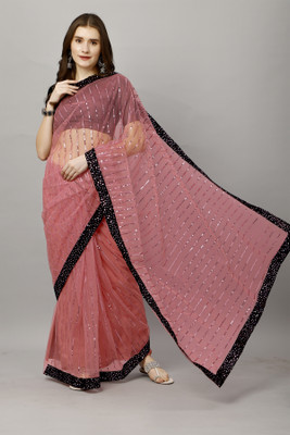 LADYSUTRA Self Design Bollywood Net Saree(Multicolor)