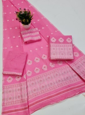 MEKHALA KING Woven Mekhela Chador Cotton Blend Saree(Pink)