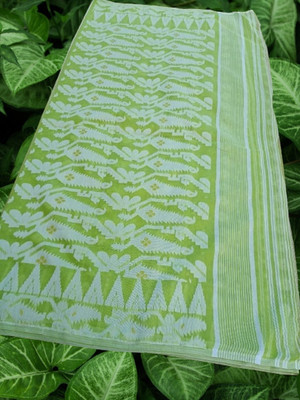 Happy Creation Woven Jamdani Handloom Cotton Blend Saree(Multicolor)