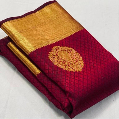 AAGIRI Woven Banarasi Jacquard, Art Silk Saree(Maroon)