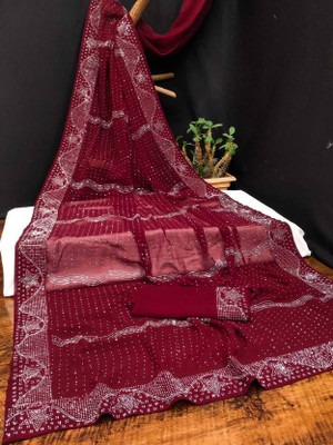 Avi Store Embellished Bollywood Georgette Saree(Maroon)
