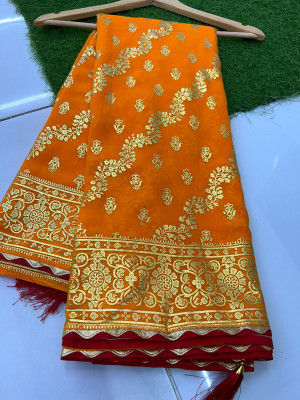 georgette Dyed Bollywood Georgette Saree(Yellow)