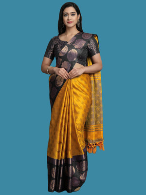 HouseOfCommon Woven Gadwal Art Silk, Jacquard Saree(Gold)
