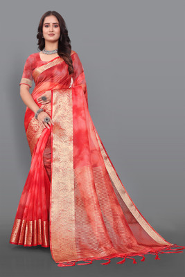 Aarunika LGF Woven Bollywood Organza Saree(Red)