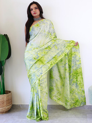 Divastri Printed Bollywood Chiffon Saree(Light Green)