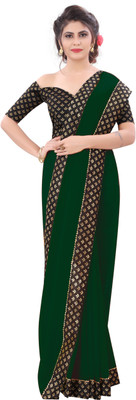 LIMTD Solid/Plain Paithani Georgette Saree(Dark Green)