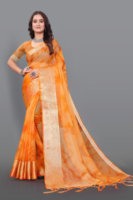 Aarunika MNT Printed Bollywood Organza Saree(Orange)