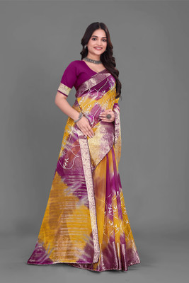 Aarunika SKT Solid/Plain Bollywood Organza Saree(Magenta)