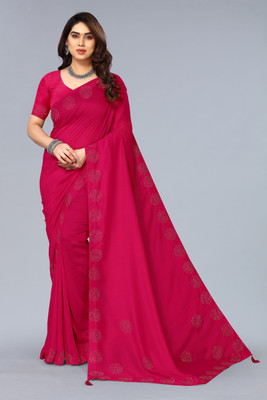 Madhur milan Solid/Plain Daily Wear Art Silk Saree(Pink)
